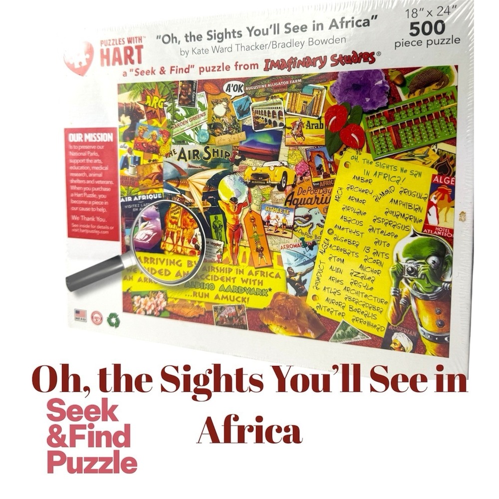 Hart Puzzles Seek & Find Africa 500 PcPuzzle NEW  18x24 Oh The Sights You'll See